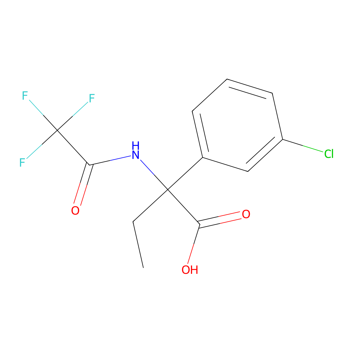 2-(3-Chlorophenyl)-2-(2,2,2-trifluoroacetamido)butanoic acid molecular structure, CAS 2680699-88-9