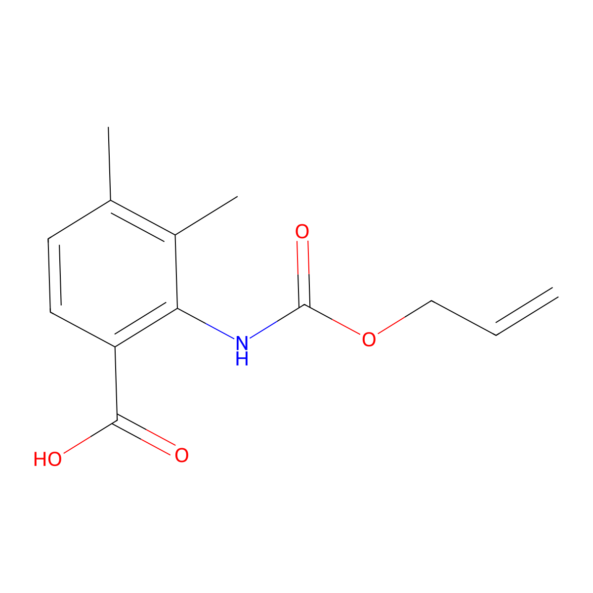 3,4-Dimethyl-2-{[(prop-2-en-1-yloxy)carbonyl]amino}benzoic acid molecular structure, CAS 2680699-92-5