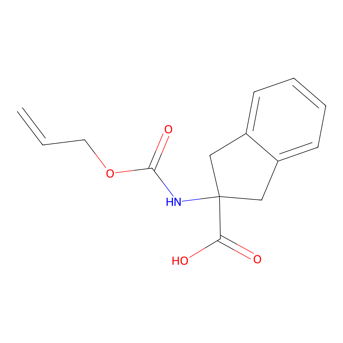 2-{[(prop-2-en-1-yloxy)carbonyl]amino}-2,3-dihydro-1H-indene-2-carboxylic acid molecular structure, CAS 2680699-98-1