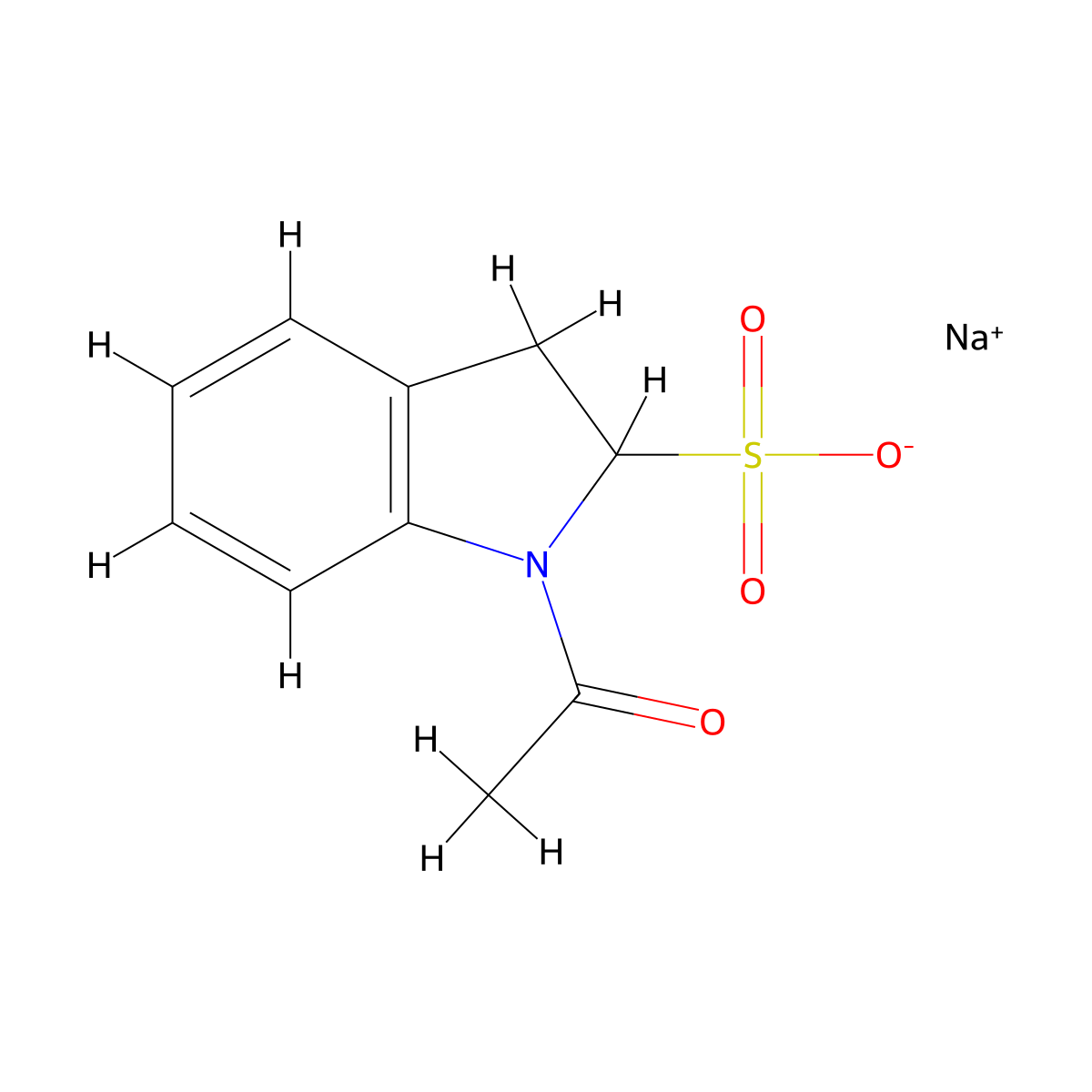 Sodium 1-acetylindoline-2-sulfonate molecular structure, CAS 26807-69-2
