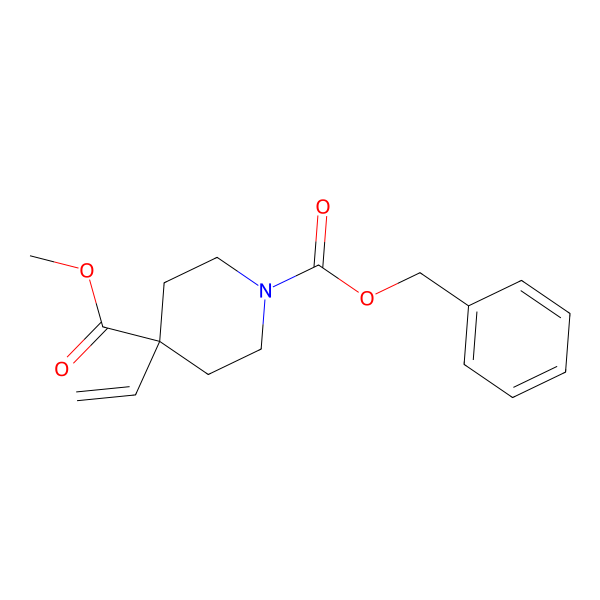 1-Benzyl 4-methyl 4-ethenylpiperidine-1,4-dicarboxylate molecular structure, CAS 2680700-00-7