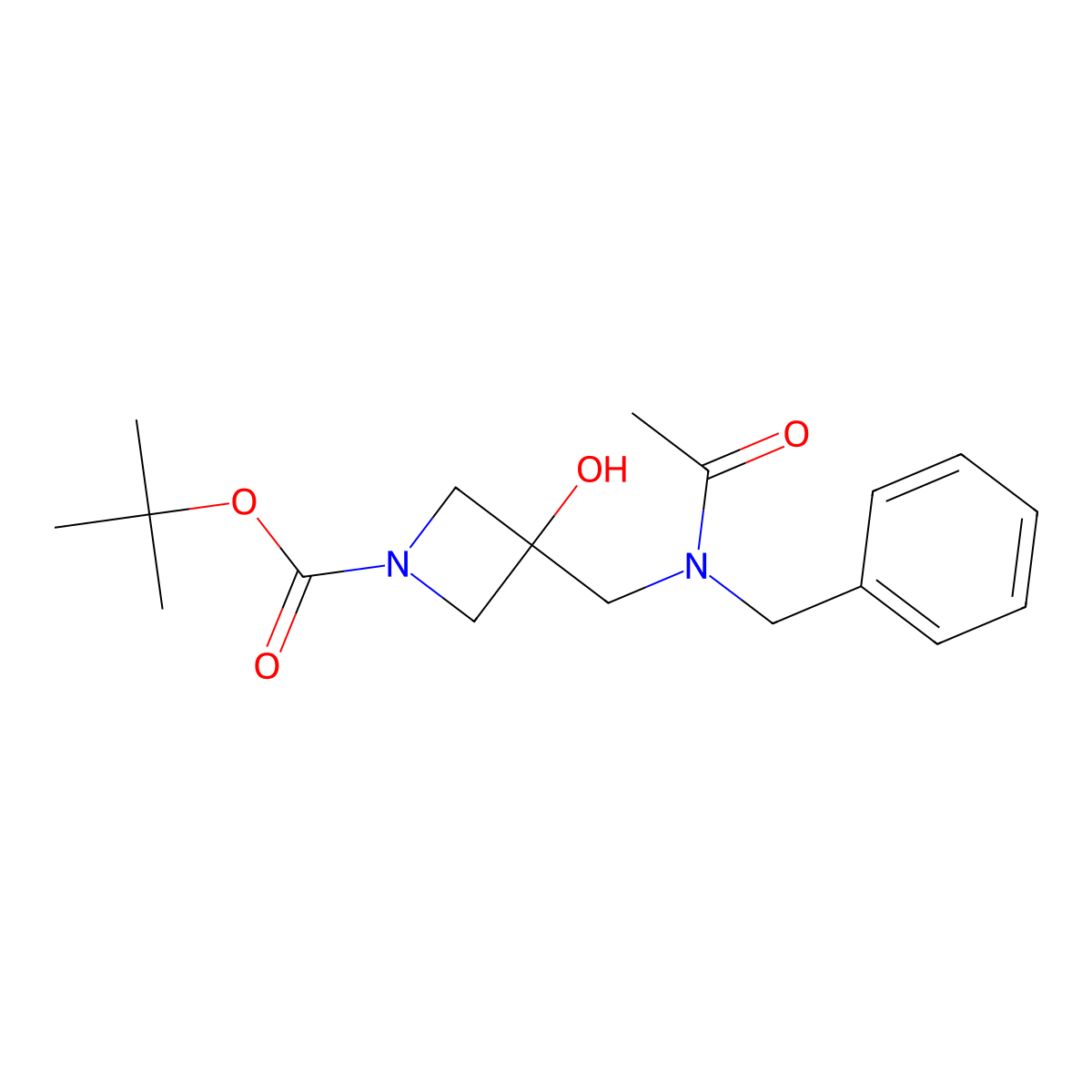 tert-butyl 3-[(N-benzylacetamido)methyl]-3-hydroxyazetidine-1-carboxylate molecular structure, CAS 2680700-04-1