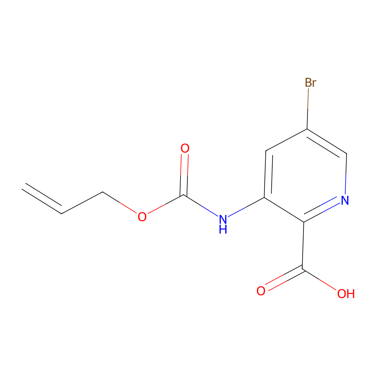 5-Bromo-3-{[(prop-2-en-1-yloxy)carbonyl]amino}pyridine-2-carboxylic acid molecular structure, CAS 2680700-05-2
