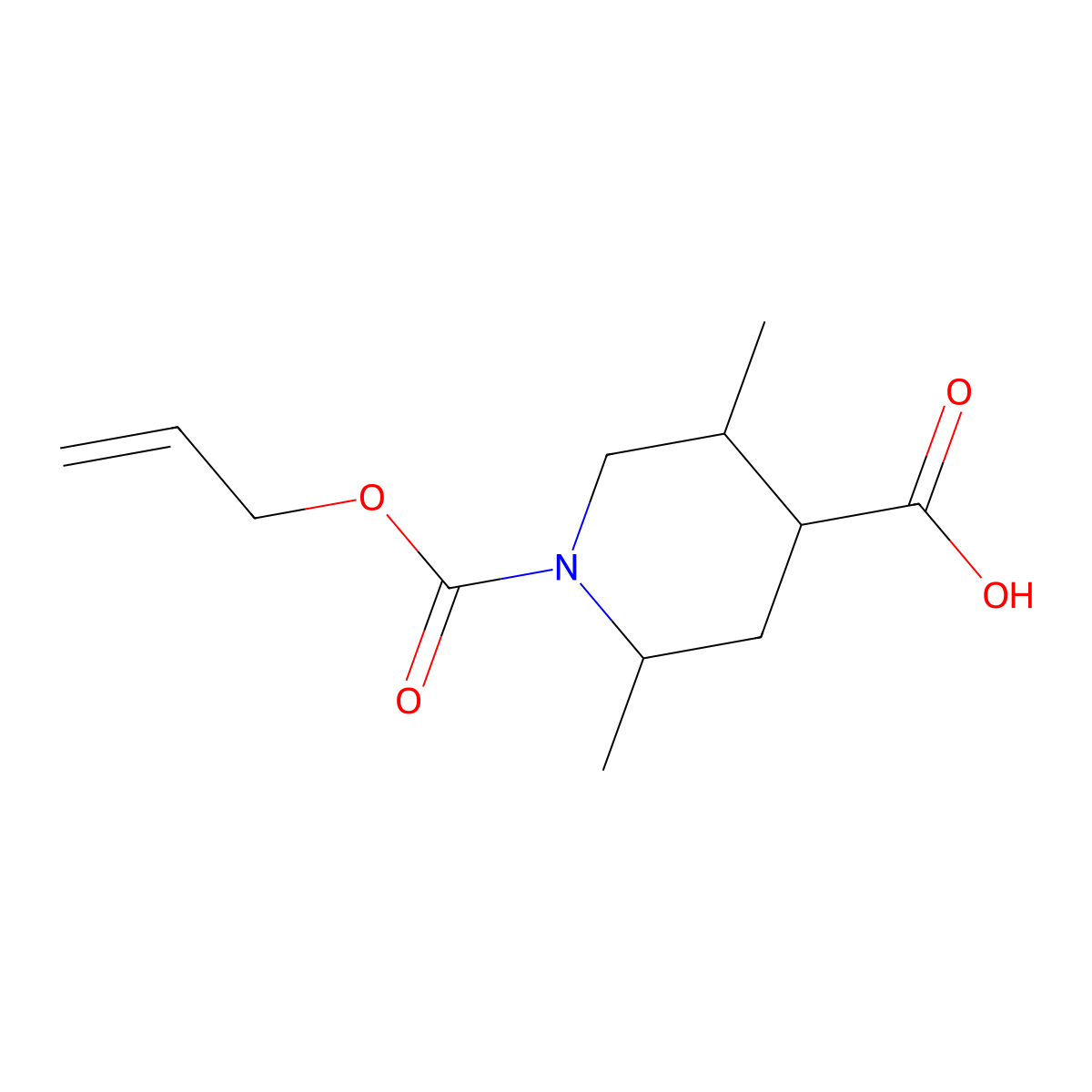 2,5-Dimethyl-1-[(prop-2-en-1-yloxy)carbonyl]piperidine-4-carboxylic acid molecular structure, CAS 2680700-06-3