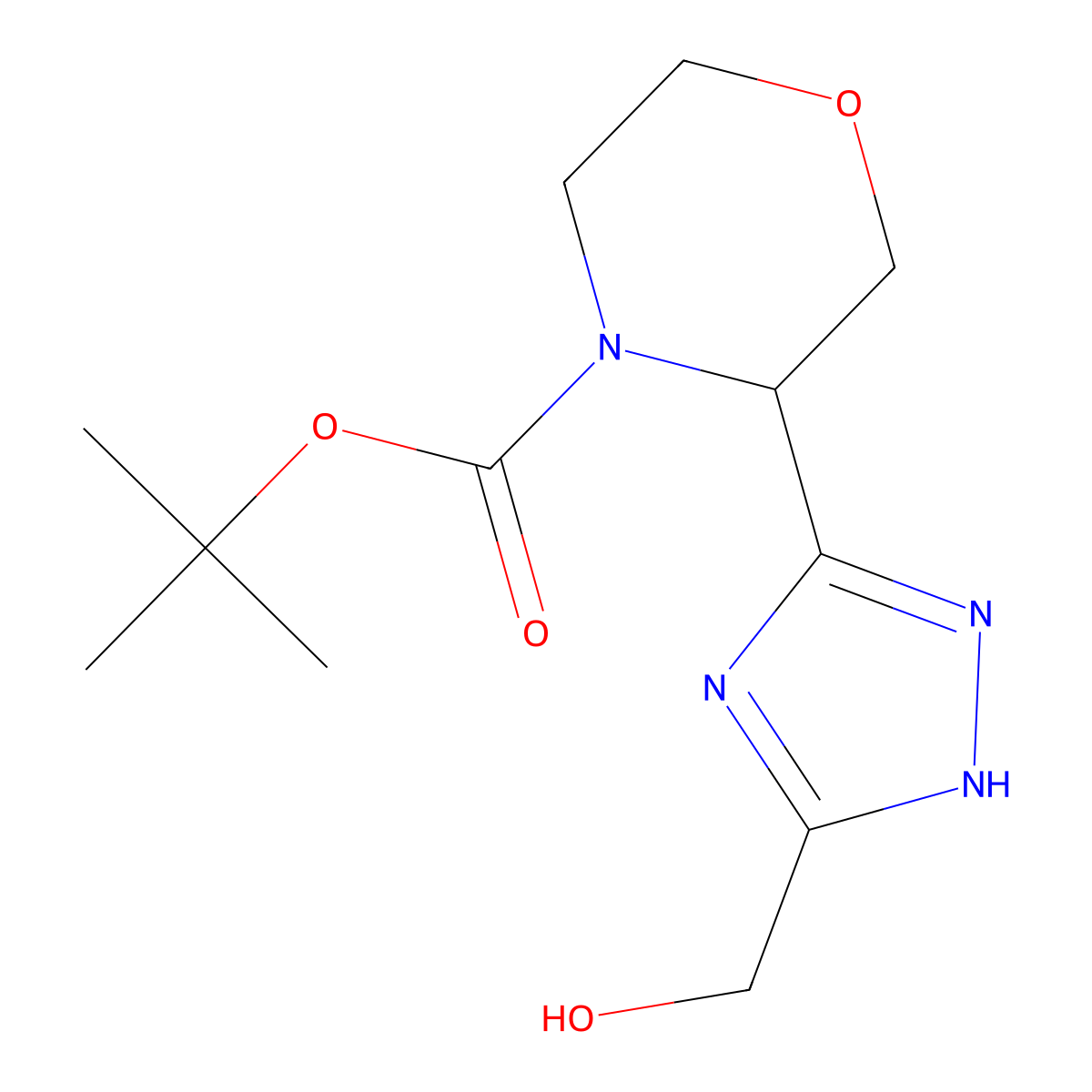tert-butyl 3-[5-(hydroxymethyl)-1H-1,2,4-triazol-3-yl]morpholine-4-carboxylate molecular structure, CAS 2680700-10-9