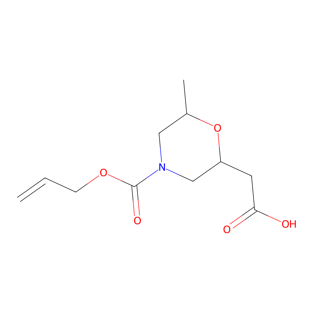 2-{6-Methyl-4-[(prop-2-en-1-yloxy)carbonyl]morpholin-2-yl}acetic acid molecular structure, CAS 2680700-11-0