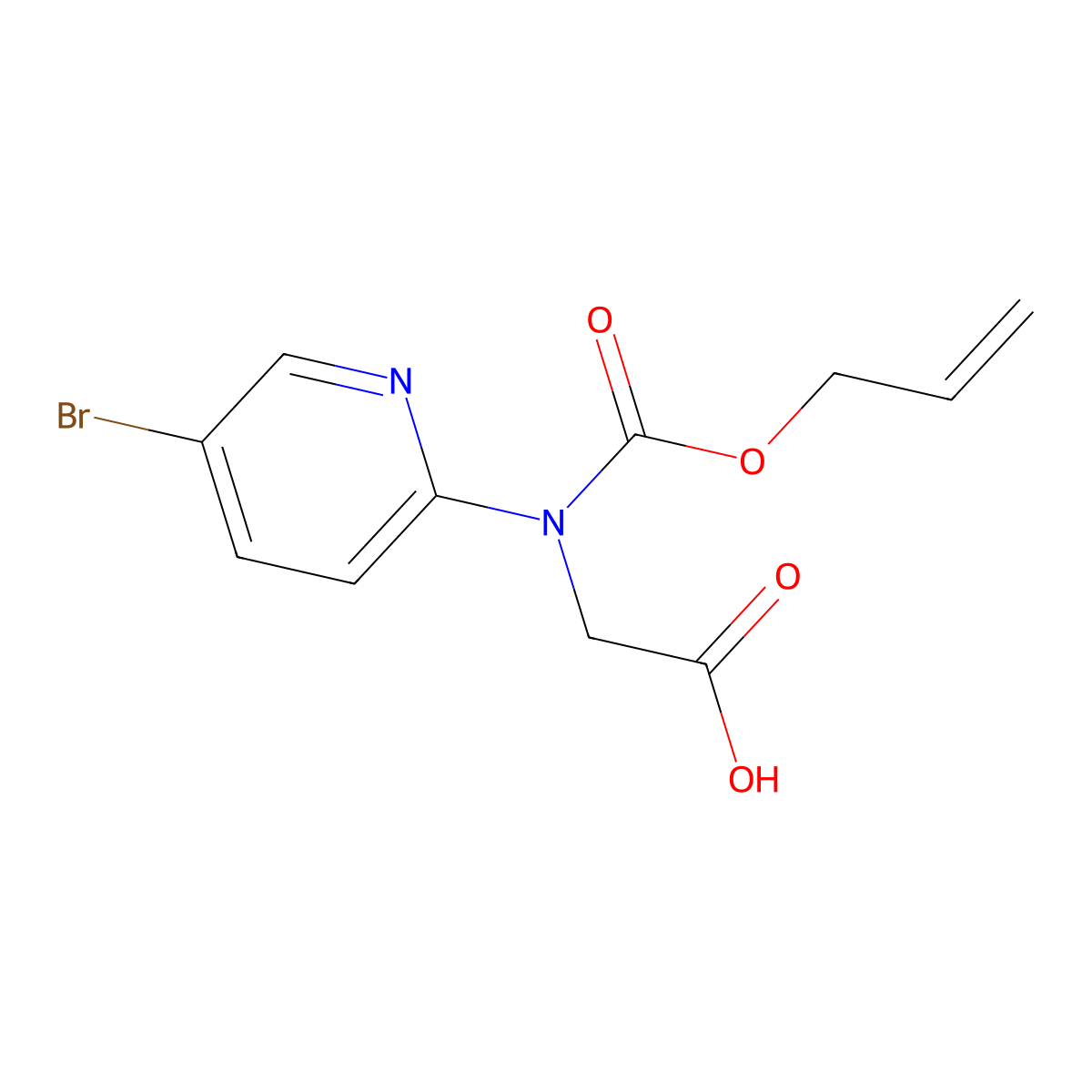 2-[(5-Bromopyridin-2-yl)[(prop-2-en-1-yloxy)carbonyl]amino]acetic acid molecular structure, CAS 2680700-12-1