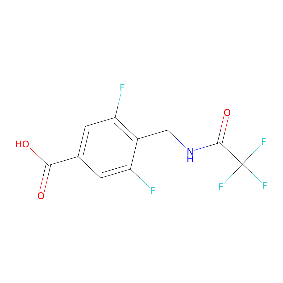 3,5-Difluoro-4-[(2,2,2-trifluoroacetamido)methyl]benzoic acid molecular structure, CAS 2680700-14-3