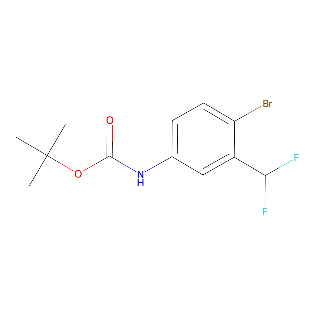 tert-butyl N-[4-bromo-3-(difluoromethyl)phenyl]carbamate molecular structure, CAS 2680700-18-7