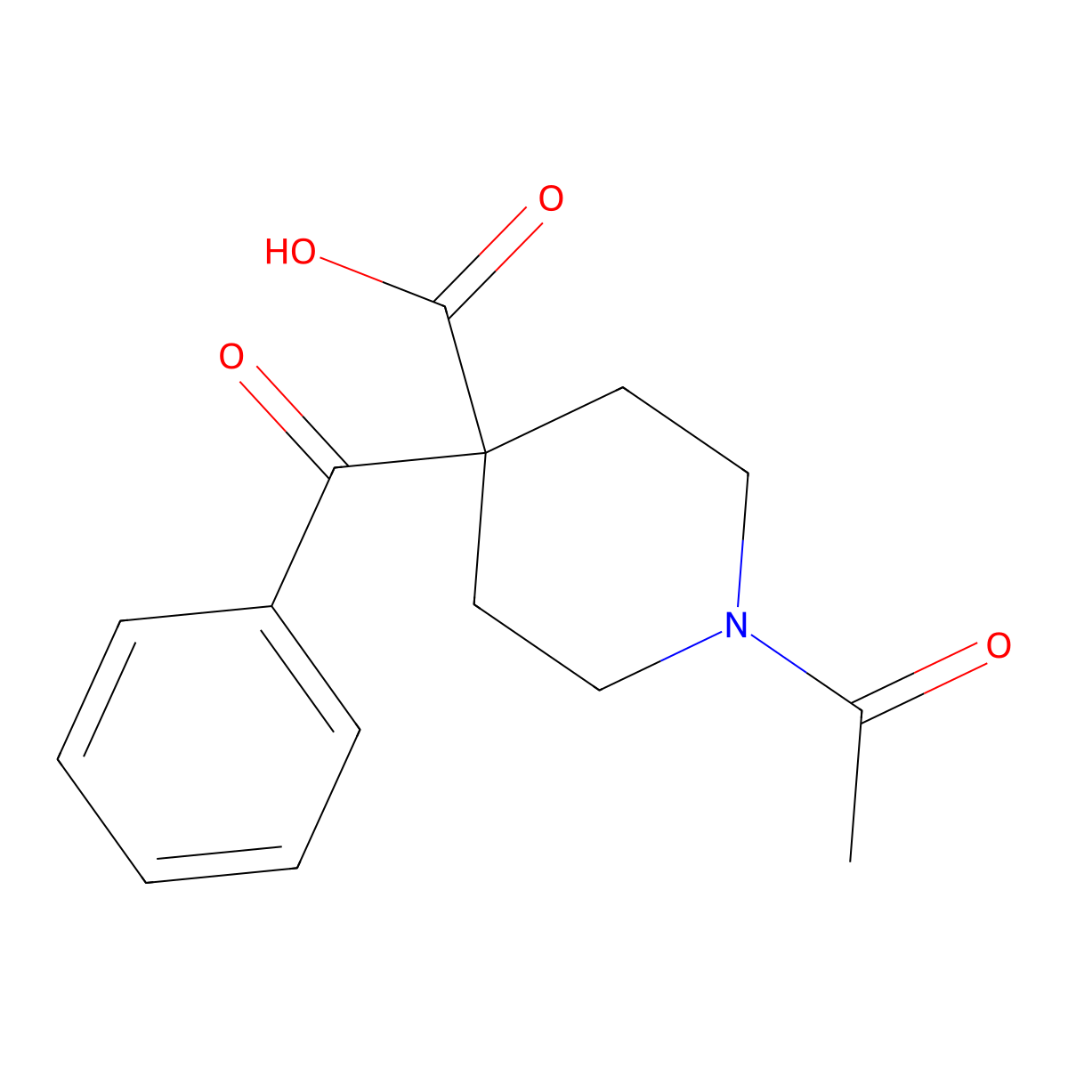 1-Acetyl-4-benzoylpiperidine-4-carboxylic acid molecular structure, CAS 2680700-19-8
