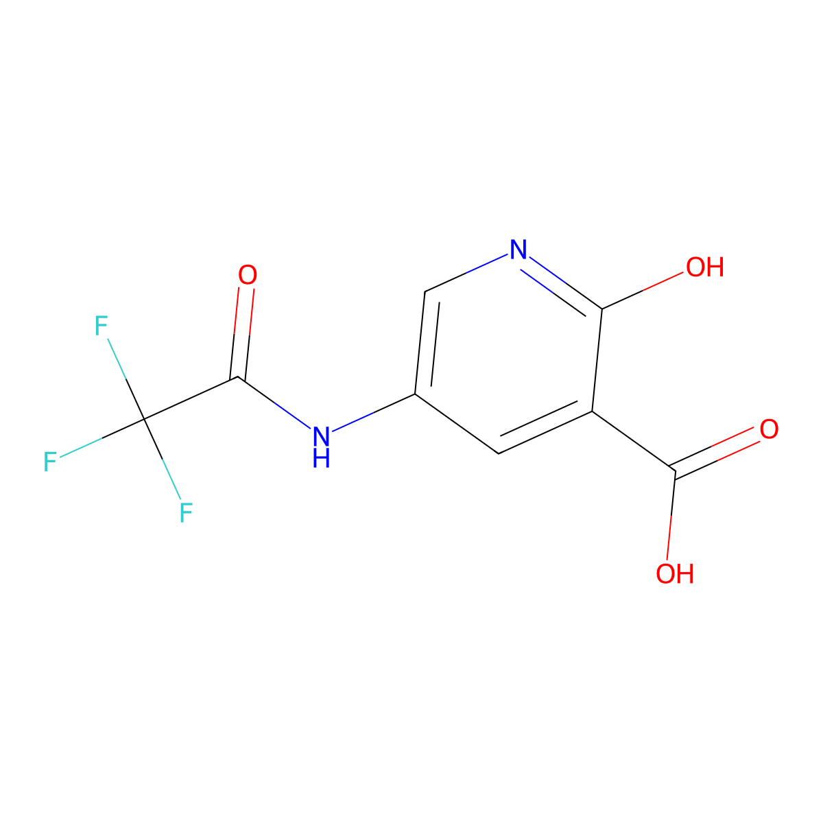 2-Hydroxy-5-(2,2,2-trifluoroacetamido)pyridine-3-carboxylic acid molecular structure, CAS 2680700-21-2