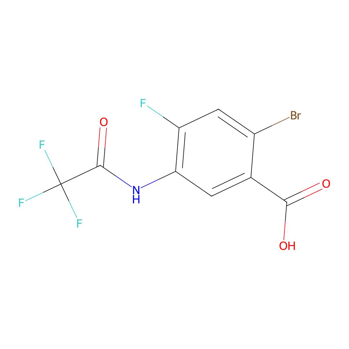 2-Bromo-4-fluoro-5-(2,2,2-trifluoroacetamido)benzoic acid molecular structure, CAS 2680700-23-4