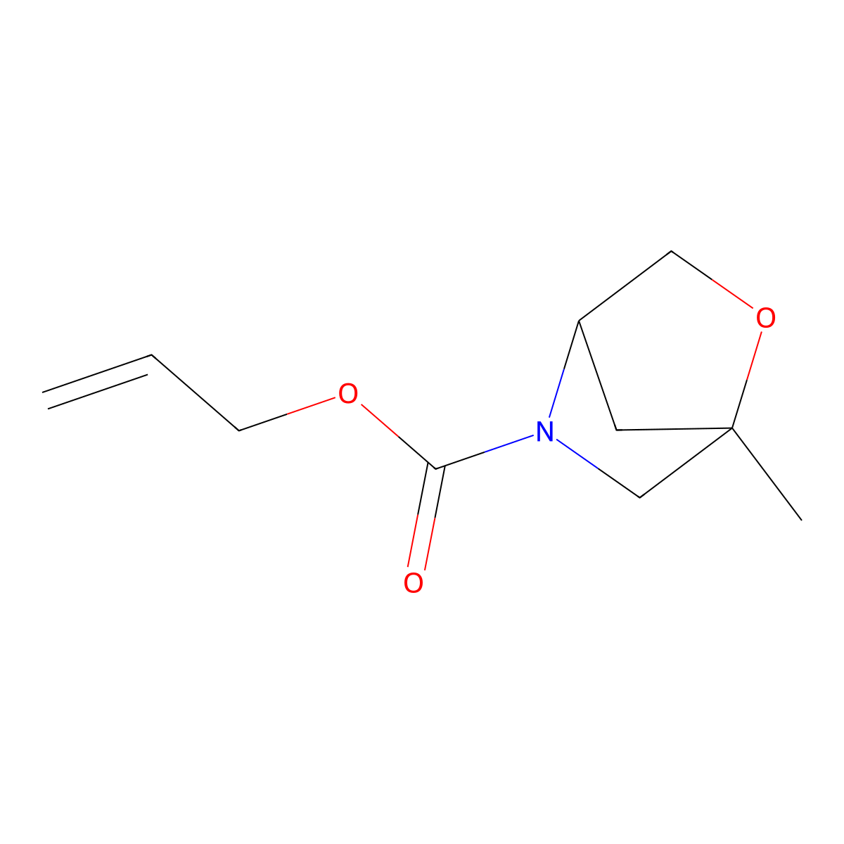 Prop-2-en-1-yl 1-methyl-2-oxa-5-azabicyclo[2.2.1]heptane-5-carboxylate molecular structure, CAS 2680700-24-5