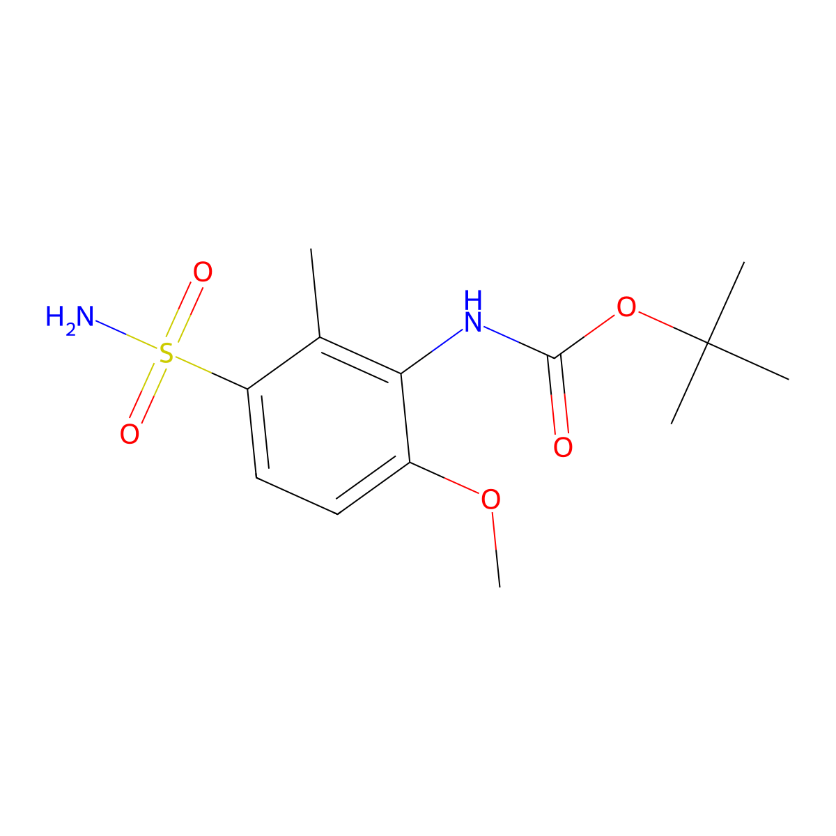 tert-butyl N-(6-methoxy-2-methyl-3-sulfamoylphenyl)carbamate molecular structure, CAS 2680700-30-3