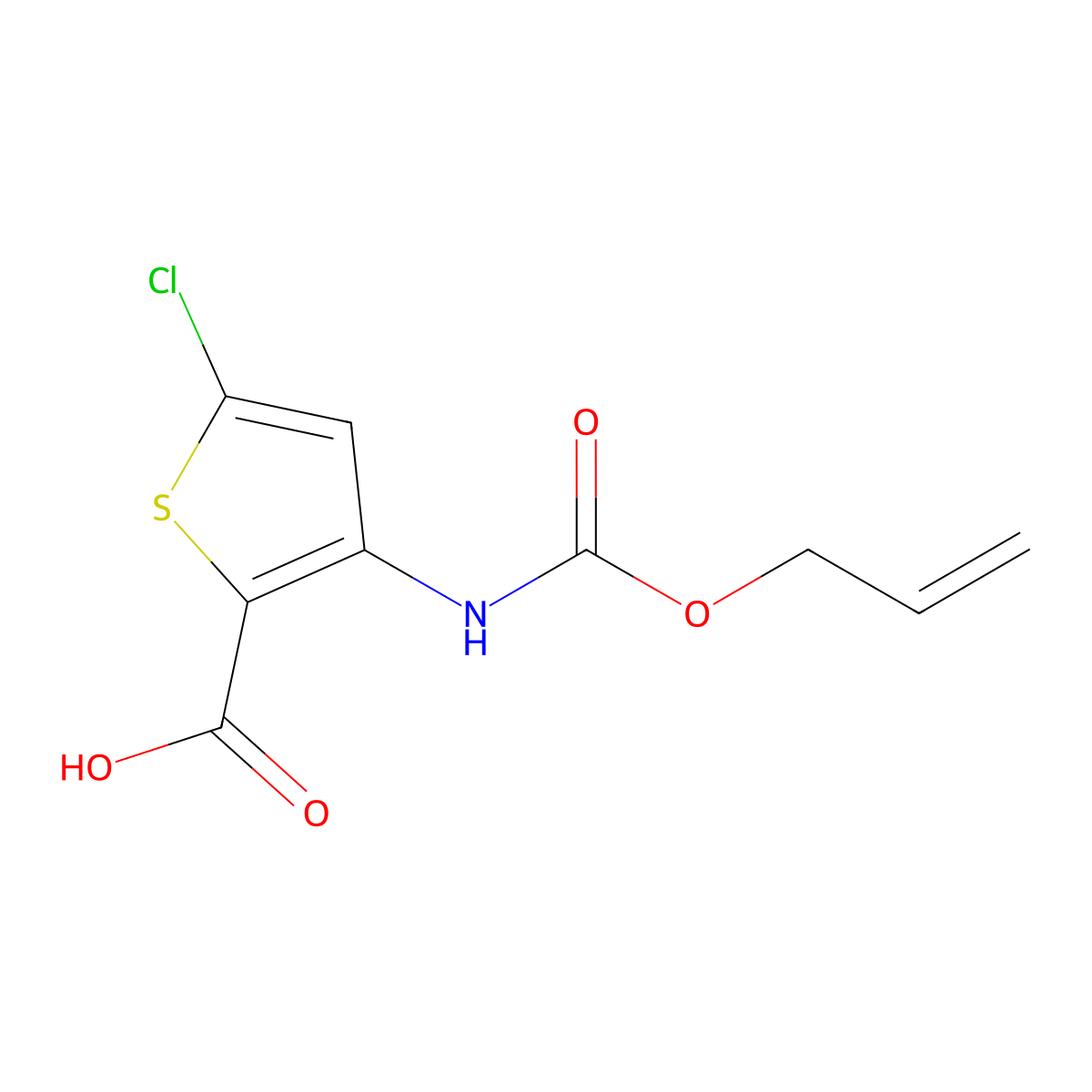 5-Chloro-3-{[(prop-2-en-1-yloxy)carbonyl]amino}thiophene-2-carboxylic acid molecular structure, CAS 2680700-41-6