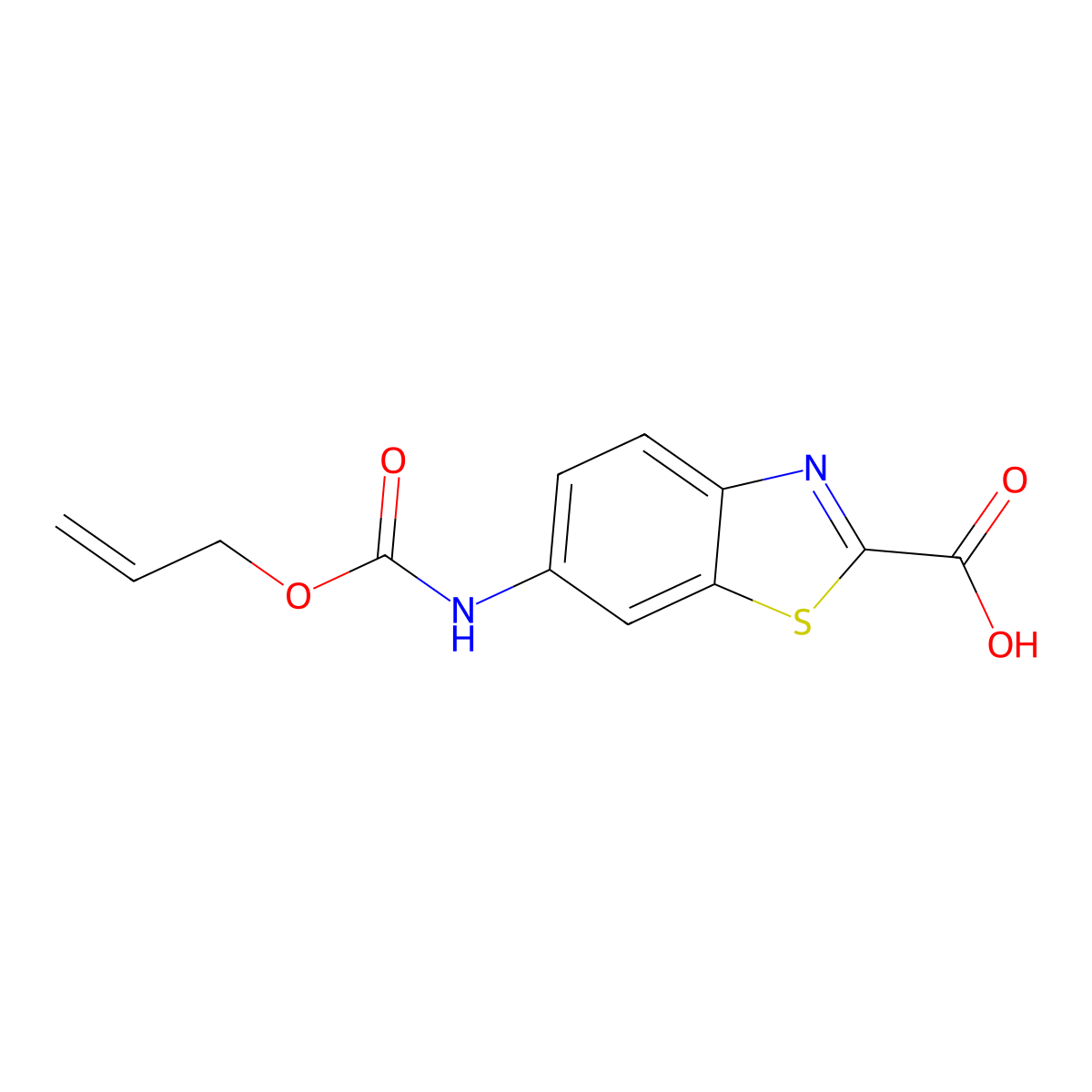 6-{[(Prop-2-en-1-yloxy)carbonyl]amino}-1,3-benzothiazole-2-carboxylic acid molecular structure, CAS 2680700-52-9