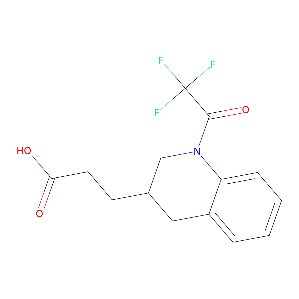 3-[1-(2,2,2-Trifluoroacetyl)-1,2,3,4-tetrahydroquinolin-3-yl]propanoic acid molecular structure, CAS 2680700-70-1