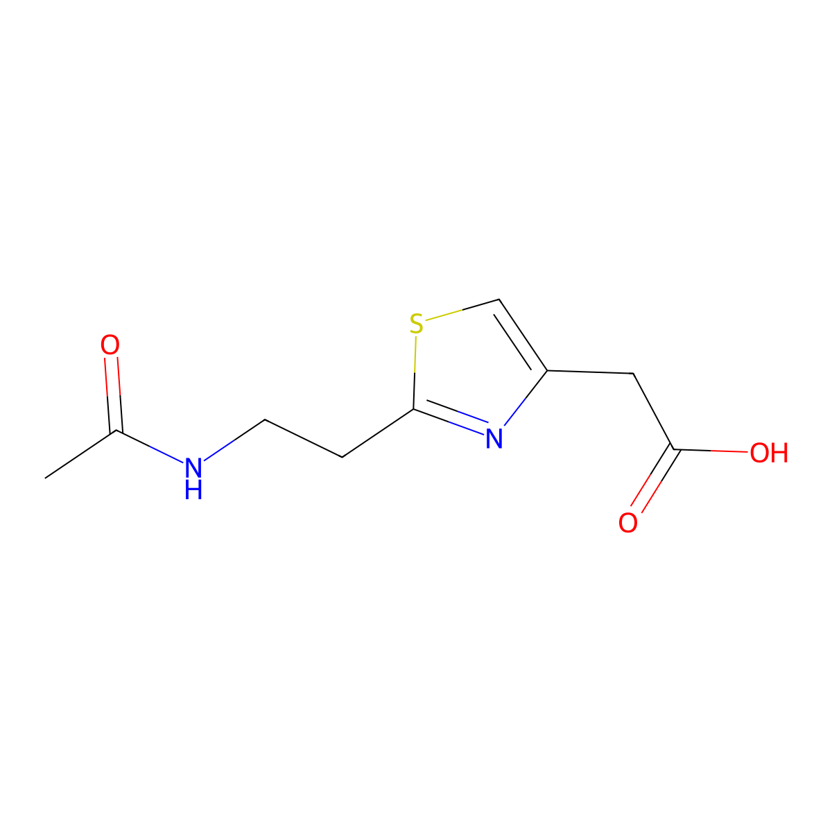 2-[2-(2-Acetamidoethyl)-1,3-thiazol-4-yl]acetic acid molecular structure, CAS 2680700-74-5