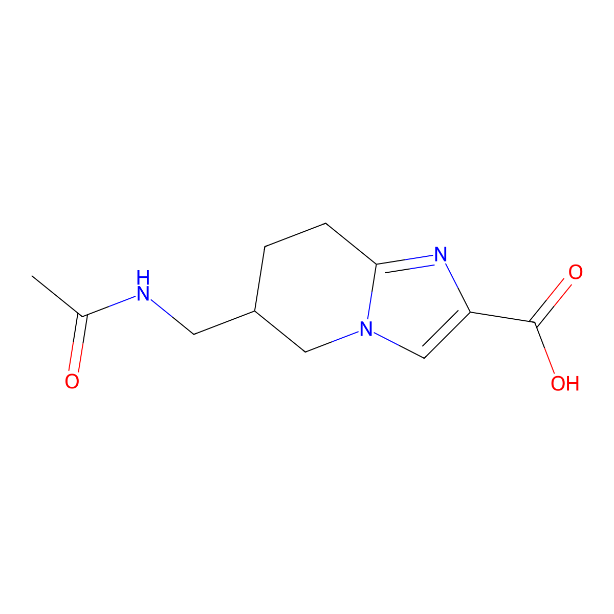6-(acetamidomethyl)-5H,6H,7H,8H-imidazo[1,2-a]pyridine-2-carboxylic acid molecular structure, CAS 2680700-80-3