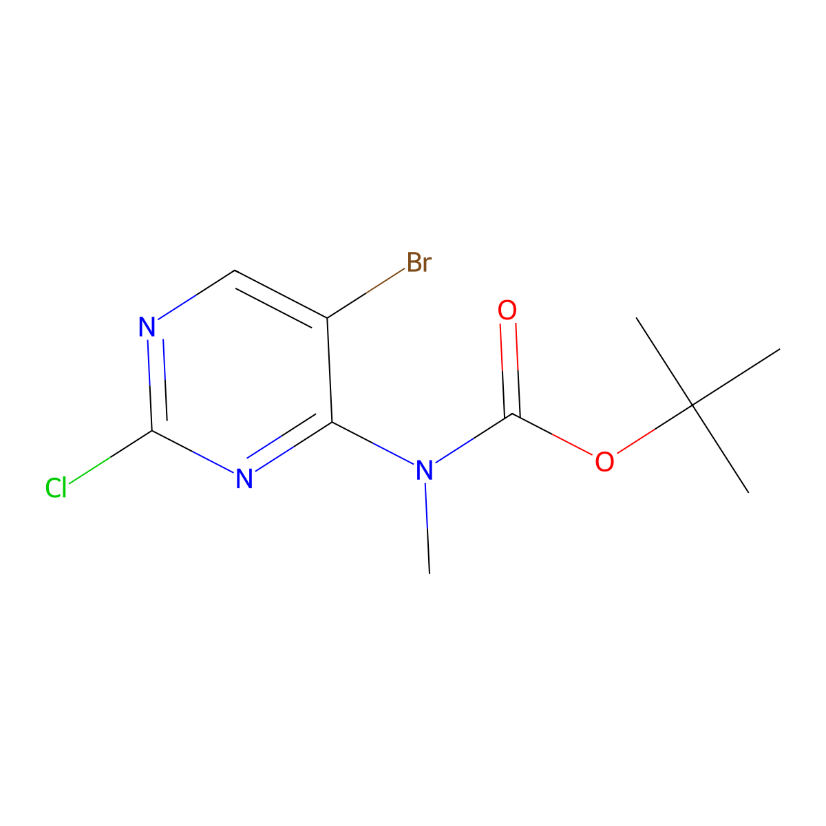 tert-butyl N-(5-bromo-2-chloropyrimidin-4-yl)-N-methylcarbamate molecular structure, CAS 2680700-83-6
