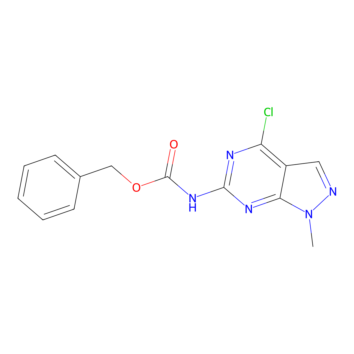 benzyl N-{4-chloro-1-methyl-1H-pyrazolo[3,4-d]pyrimidin-6-yl}carbamate molecular structure, CAS 2680700-86-9