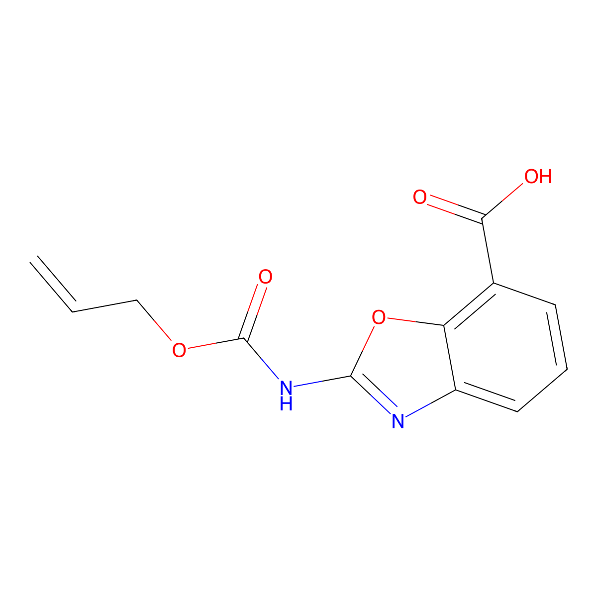 2-{[(Prop-2-en-1-yloxy)carbonyl]amino}-1,3-benzoxazole-7-carboxylic acid molecular structure, CAS 2680700-90-5