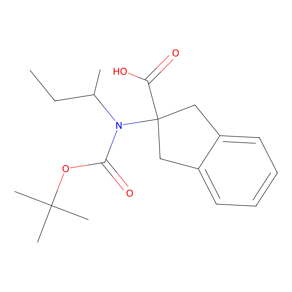 2-[(butan-2-yl)[(tert-butoxy)carbonyl]amino]-2,3-dihydro-1H-indene-2-carboxylic acid molecular structure, CAS 2680700-93-8