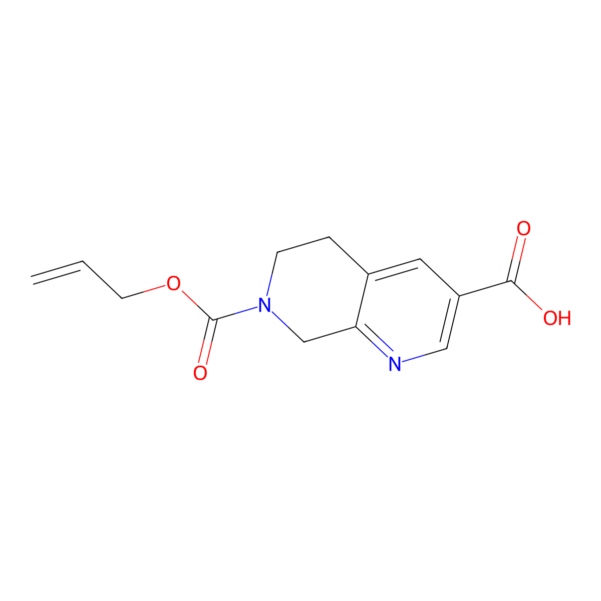 7-[(Prop-2-en-1-yloxy)carbonyl]-5,6,7,8-tetrahydro-1,7-naphthyridine-3-carboxylic acid molecular structure, CAS 2680700-94-9