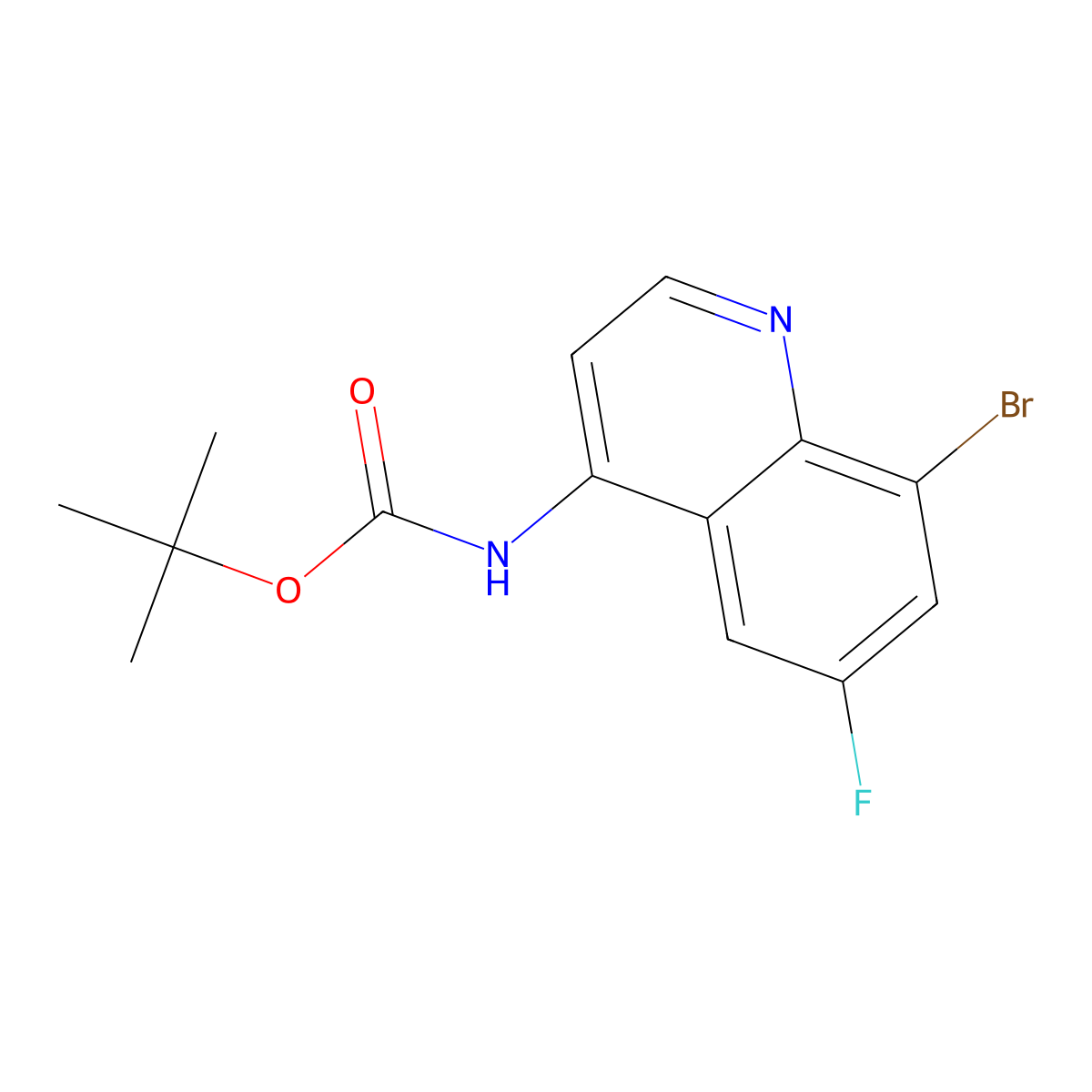 tert-butyl N-(8-bromo-6-fluoroquinolin-4-yl)carbamate molecular structure, CAS 2680700-95-0