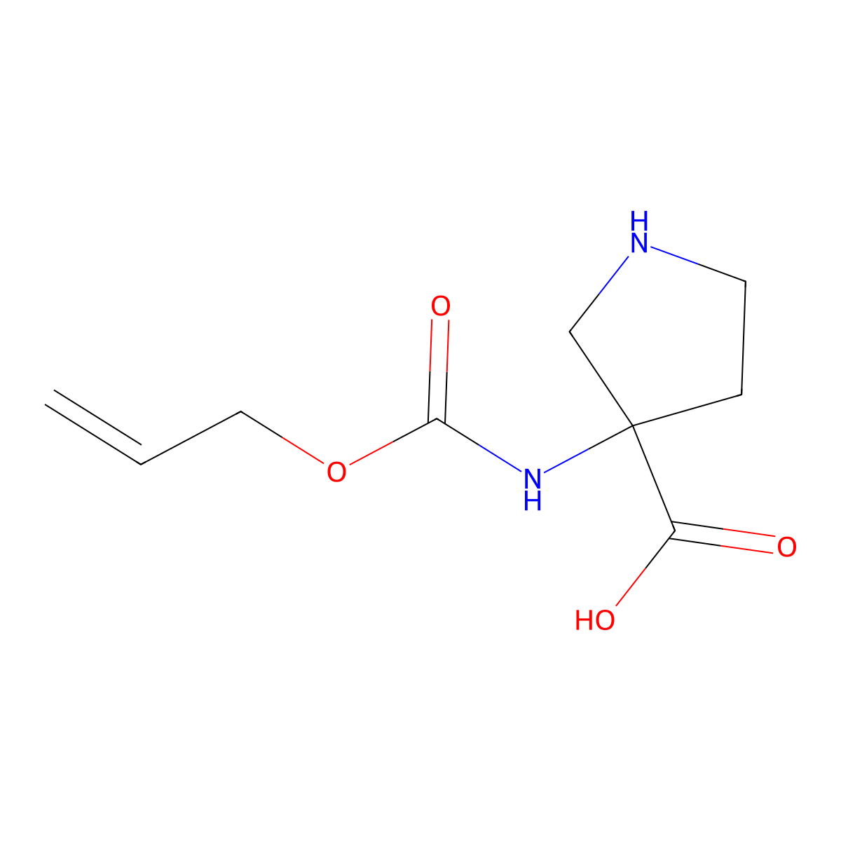 3-{[(Prop-2-en-1-yloxy)carbonyl]amino}pyrrolidine-3-carboxylic acid molecular structure, CAS 2680700-97-2