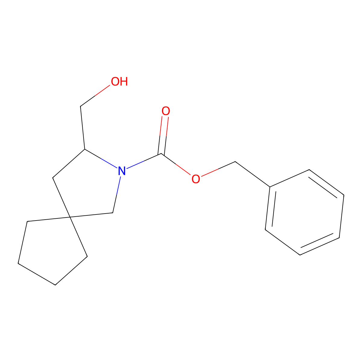 Benzyl 3-(hydroxymethyl)-2-azaspiro[4.4]nonane-2-carboxylate molecular structure, CAS 2680700-98-3