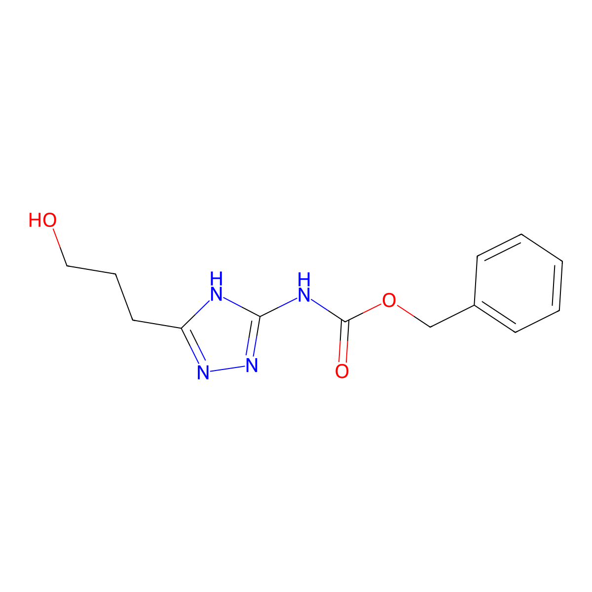 benzyl N-[5-(3-hydroxypropyl)-4H-1,2,4-triazol-3-yl]carbamate molecular structure, CAS 2680700-99-4