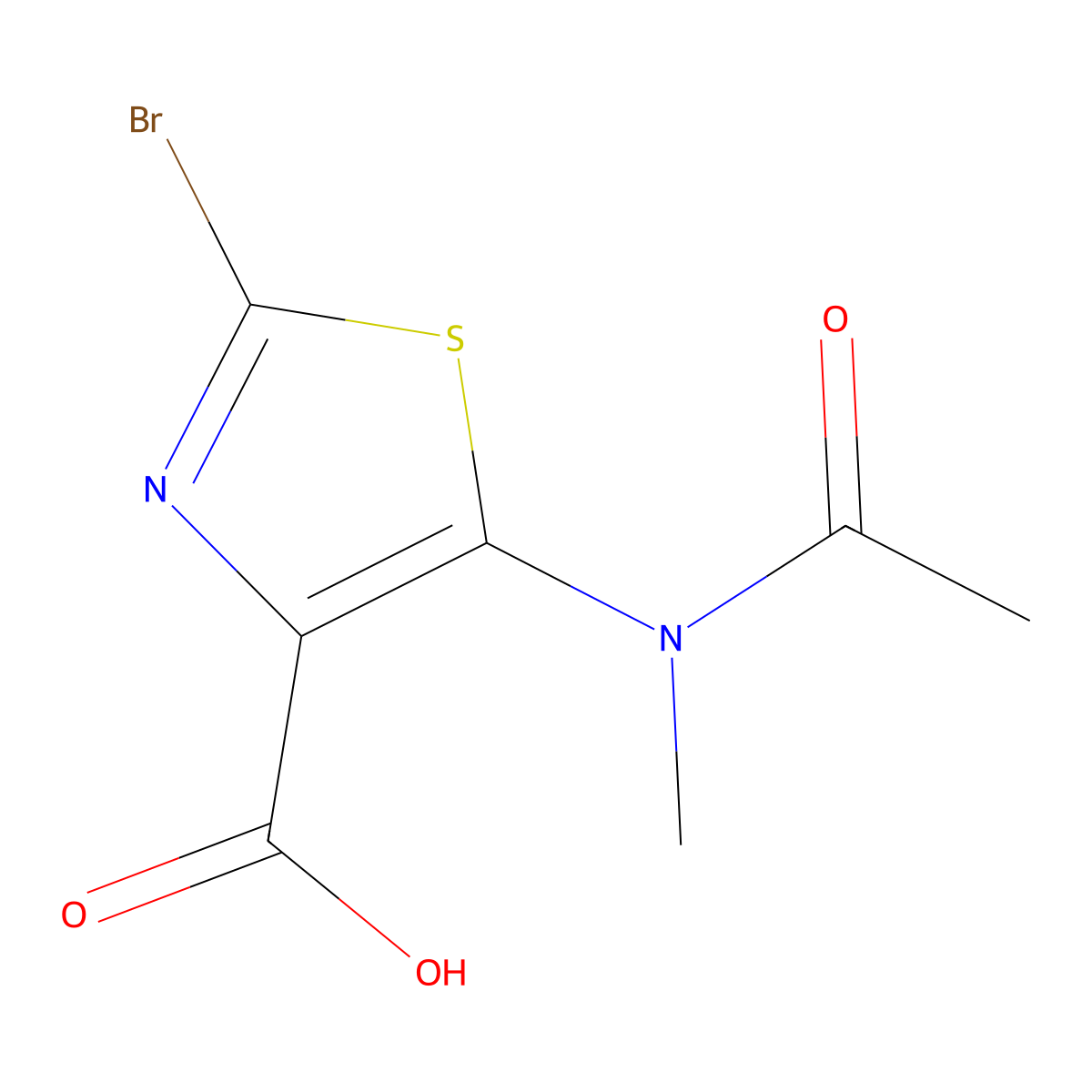 2-bromo-5-(N-methylacetamido)-1,3-thiazole-4-carboxylic acid molecular structure, CAS 2680701-02-2