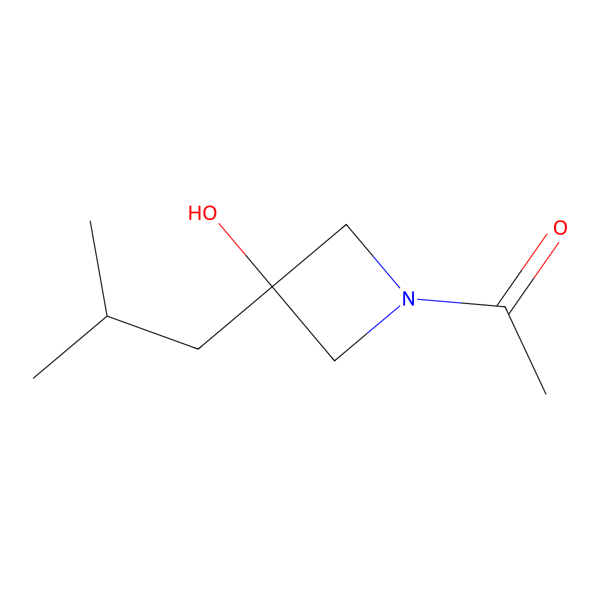 1-[3-Hydroxy-3-(2-methylpropyl)azetidin-1-yl]ethan-1-one molecular structure, CAS 2680701-03-3