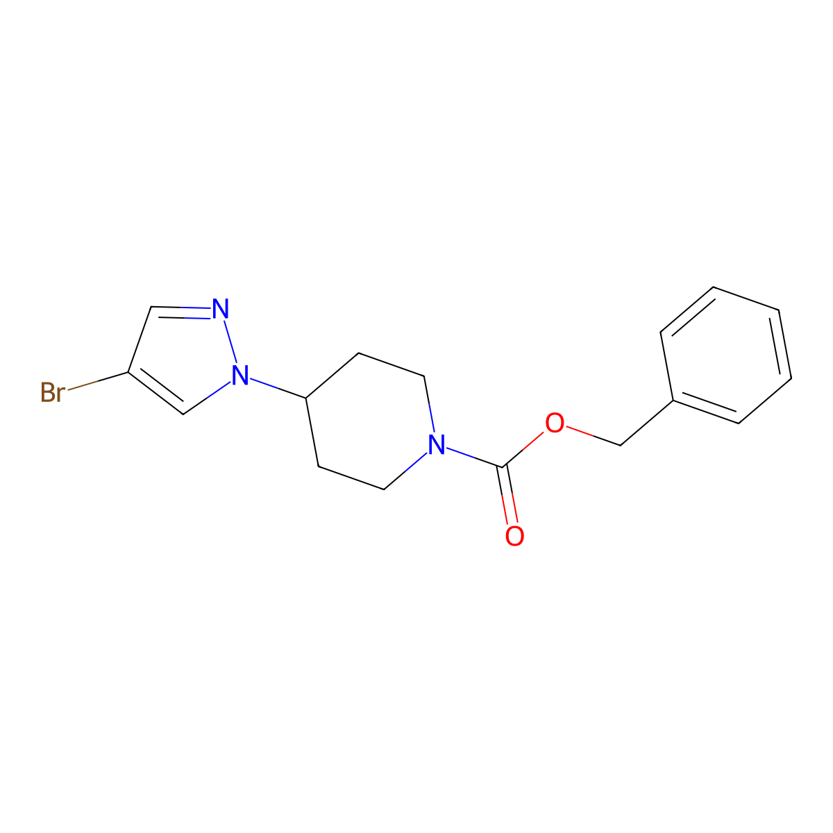 benzyl 4-(4-bromo-1H-pyrazol-1-yl)piperidine-1-carboxylate molecular structure, CAS 2680701-05-5