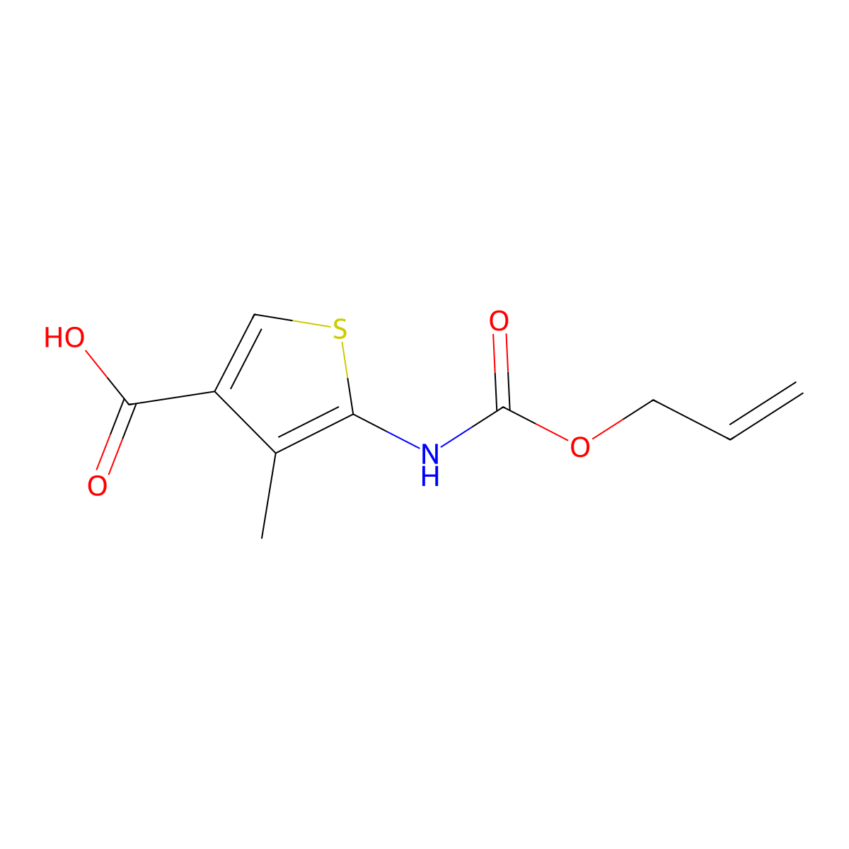 4-Methyl-5-{[(prop-2-en-1-yloxy)carbonyl]amino}thiophene-3-carboxylic acid molecular structure, CAS 2680701-06-6