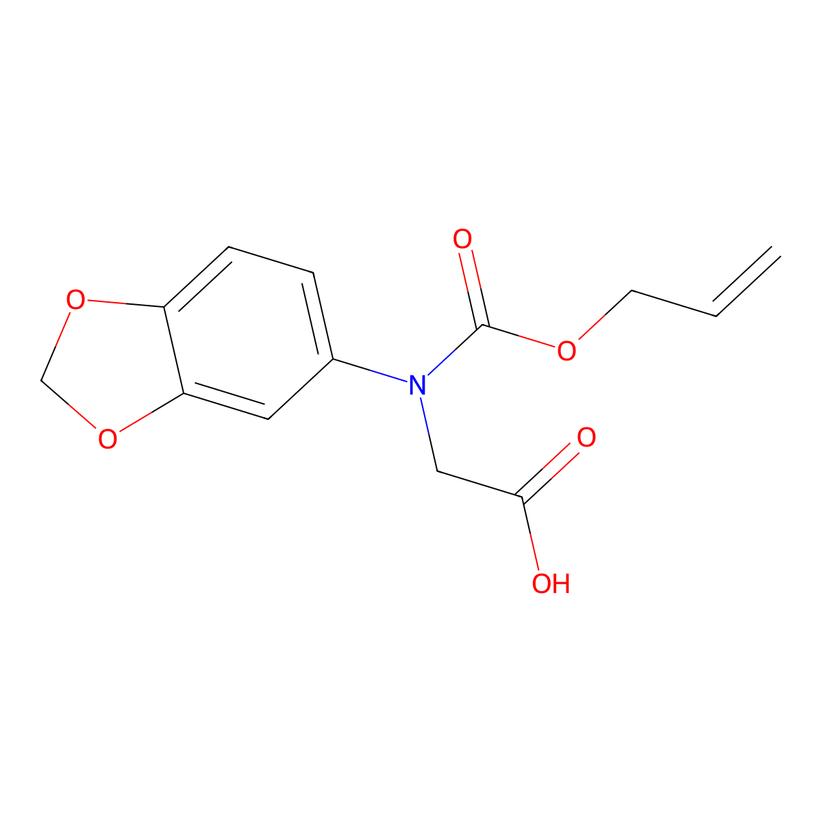 2-[(1,3-Dioxaindan-5-yl)[(prop-2-en-1-yloxy)carbonyl]amino]acetic acid molecular structure, CAS 2680701-07-7