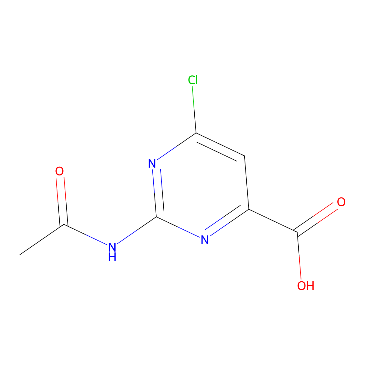 6-Chloro-2-acetamidopyrimidine-4-carboxylic acid molecular structure, CAS 2680701-09-9