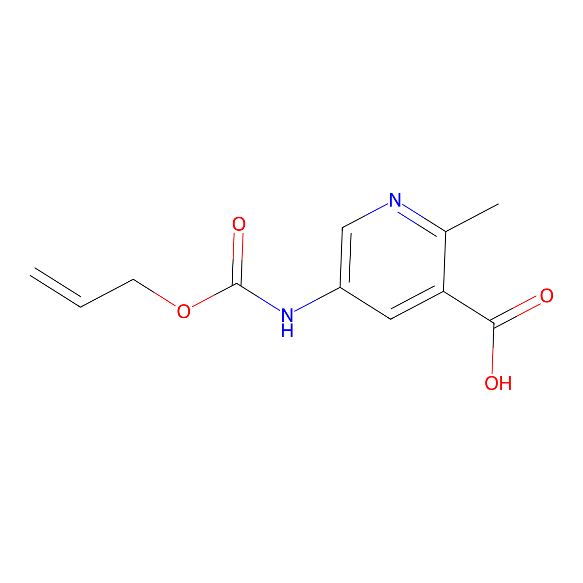 2-Methyl-5-{[(prop-2-en-1-yloxy)carbonyl]amino}pyridine-3-carboxylic acid molecular structure, CAS 2680701-16-8