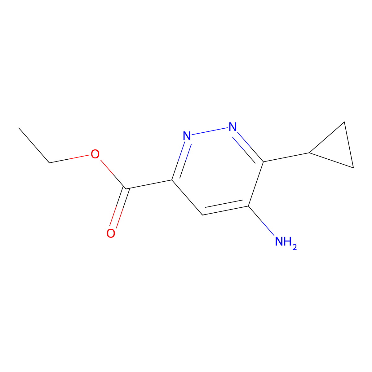 Ethyl 5-amino-6-cyclopropylpyridazine-3-carboxylate molecular structure, CAS 2680701-17-9