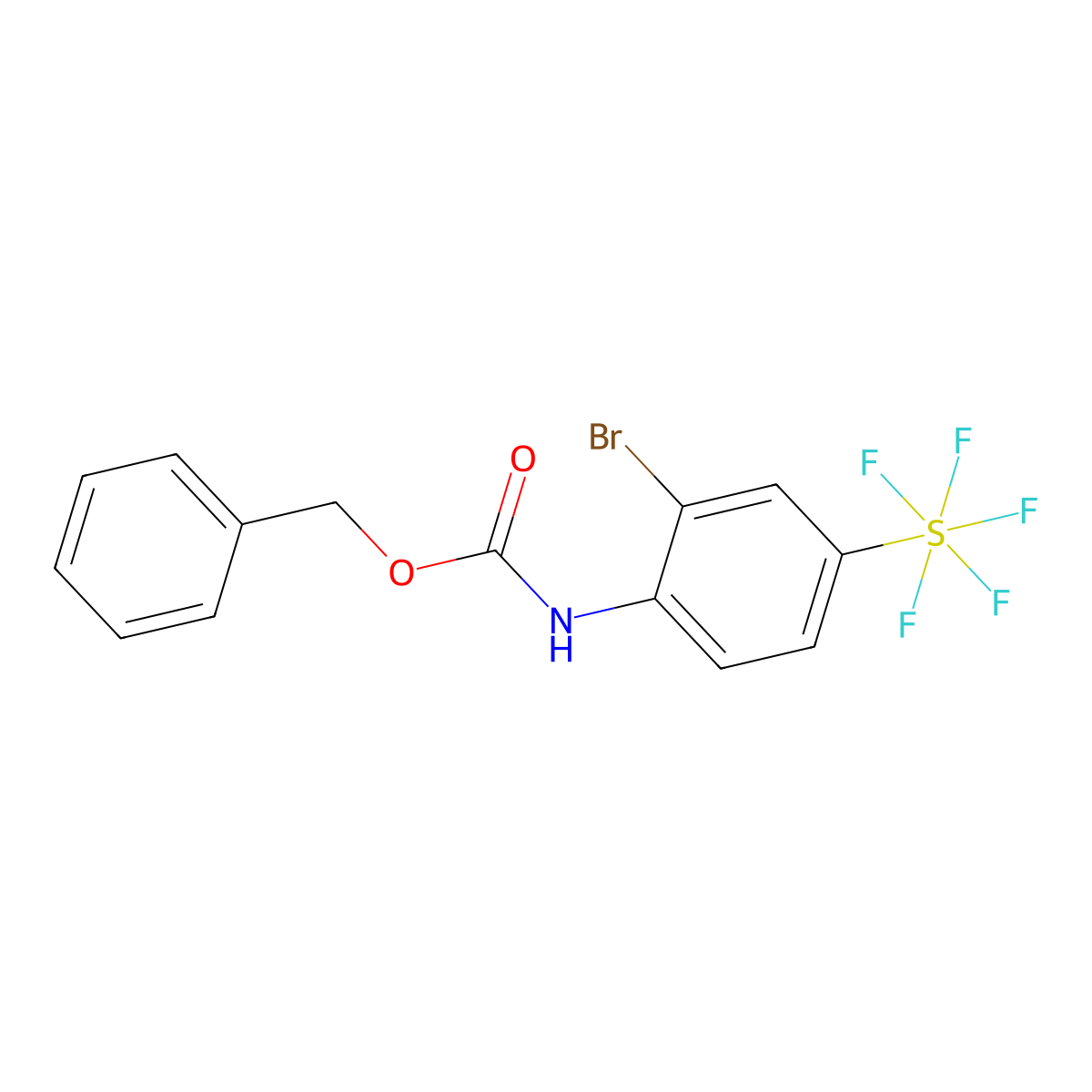 benzyl N-[2-bromo-4-(pentafluoro-lambda6-sulfanyl)phenyl]carbamate molecular structure, CAS 2680701-18-0