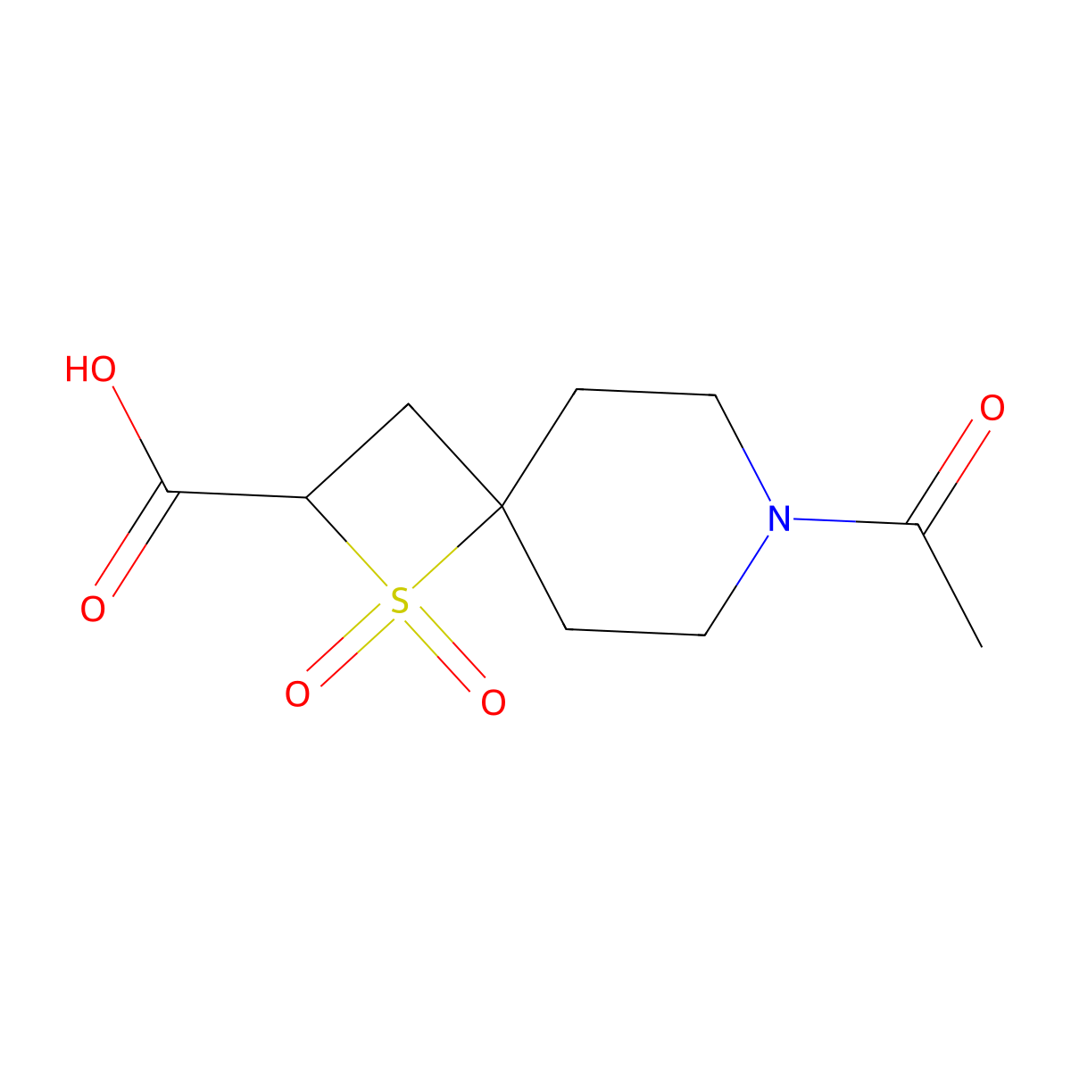 7-Acetyl-1,1-dioxo-1lambda6-thia-7-azaspiro[3.5]nonane-2-carboxylic acid molecular structure, CAS 2680701-26-0