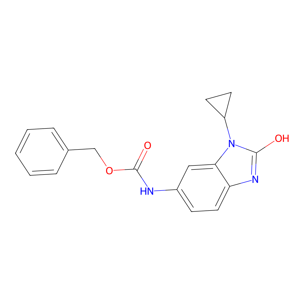 benzyl N-(1-cyclopropyl-2-hydroxy-1H-1,3-benzodiazol-6-yl)carbamate molecular structure, CAS 2680701-27-1