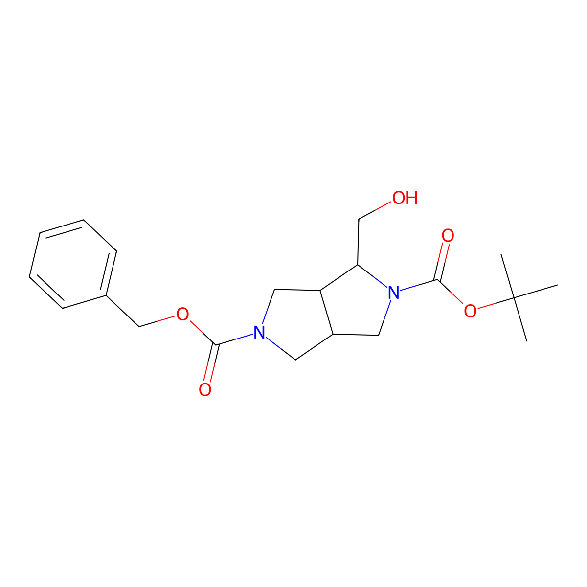5-Benzyl 2-tert-butyl 1-(hydroxymethyl)-octahydropyrrolo[3,4-c]pyrrole-2,5-dicarboxylate molecular structure, CAS 2680701-39-5