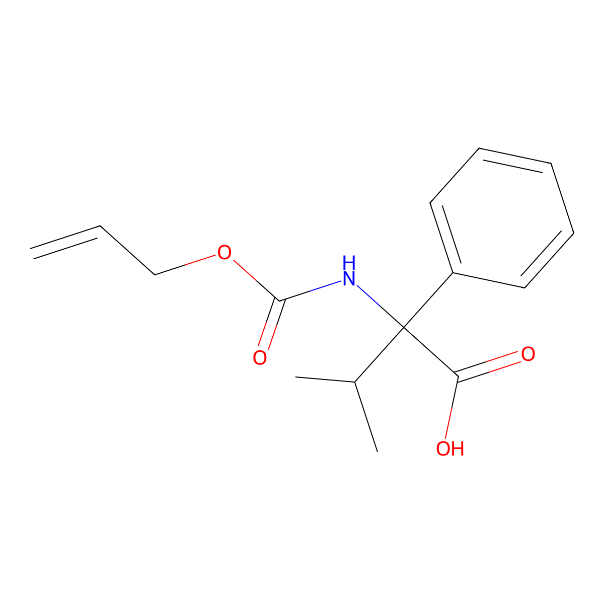 3-Methyl-2-phenyl-2-{[(prop-2-en-1-yloxy)carbonyl]amino}butanoic acid molecular structure, CAS 2680701-42-0