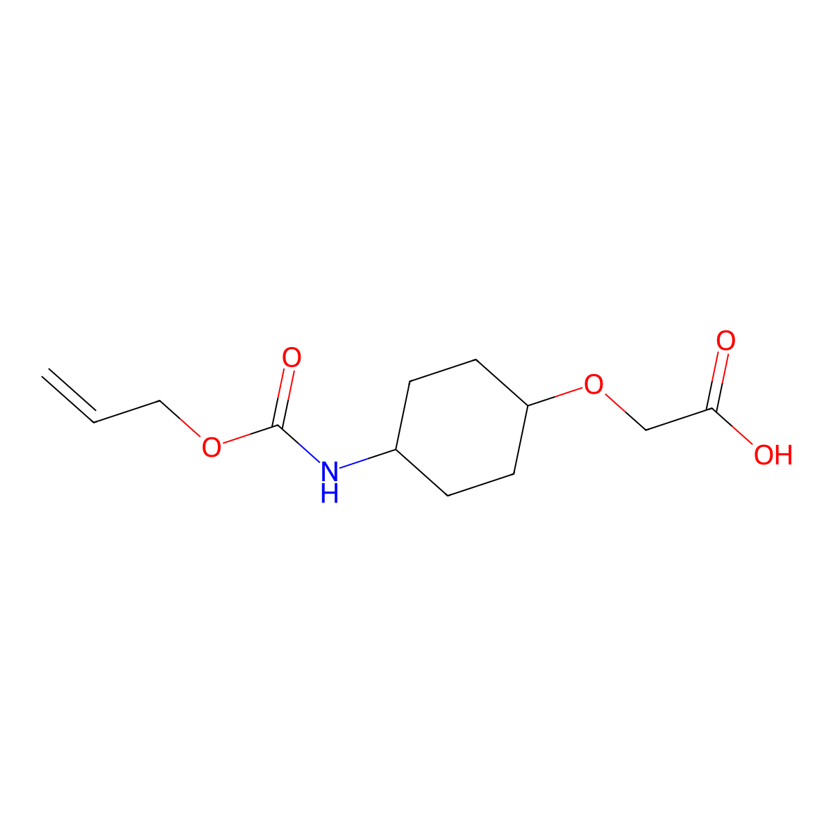 2-[(4-{[(Prop-2-en-1-yloxy)carbonyl]amino}cyclohexyl)oxy]acetic acid molecular structure, CAS 2680701-49-7
