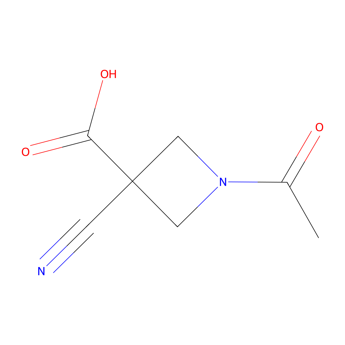 1-Acetyl-3-cyanoazetidine-3-carboxylic acid molecular structure, CAS 2680701-50-0
