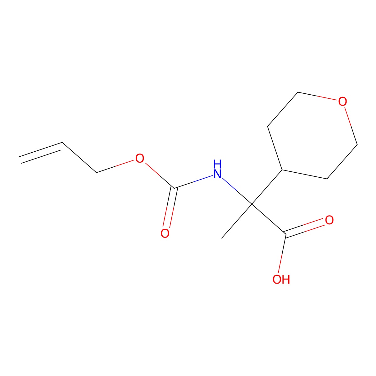 2-(Oxan-4-yl)-2-{[(prop-2-en-1-yloxy)carbonyl]amino}propanoic acid molecular structure, CAS 2680701-51-1