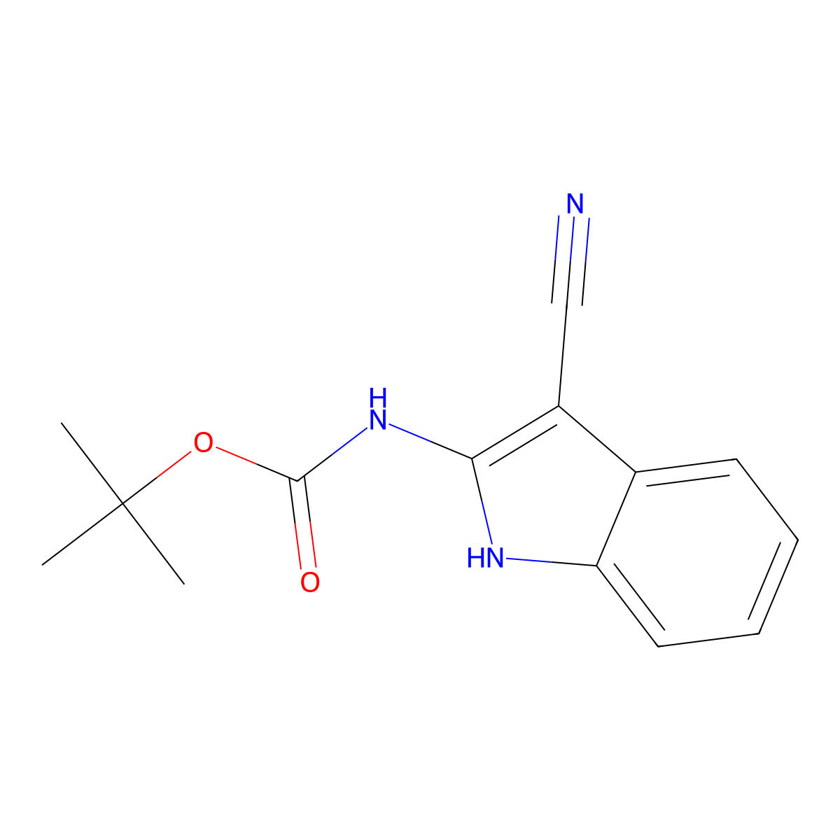 tert-butyl N-(3-cyano-1H-indol-2-yl)carbamate molecular structure, CAS 2680701-54-4