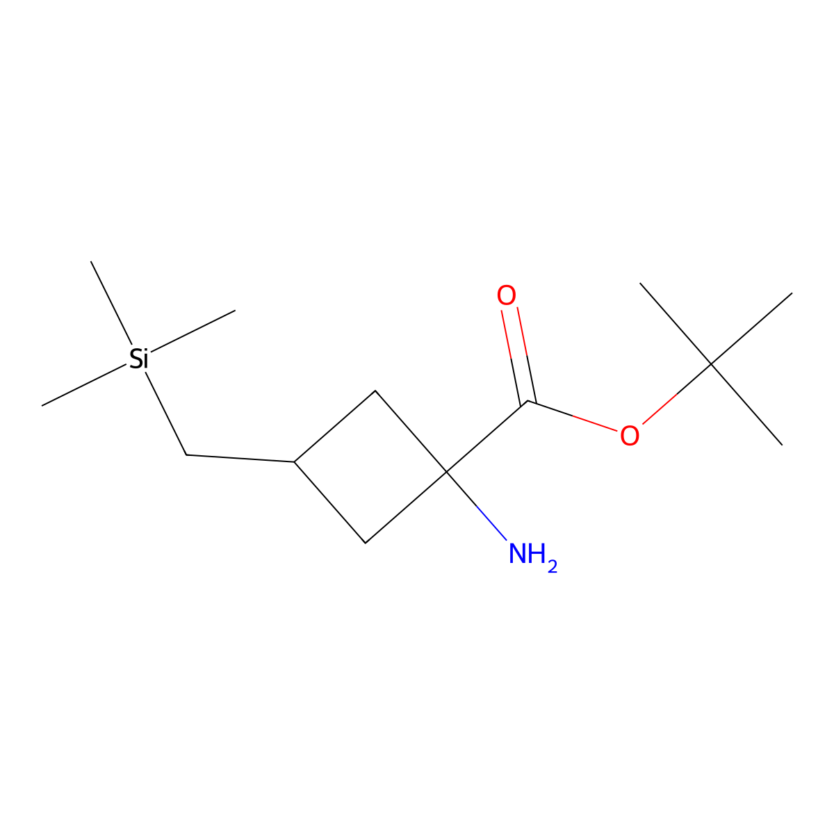 Tert-butyl 1-amino-3-[(trimethylsilyl)methyl]cyclobutane-1-carboxylate molecular structure, CAS 2680701-61-3